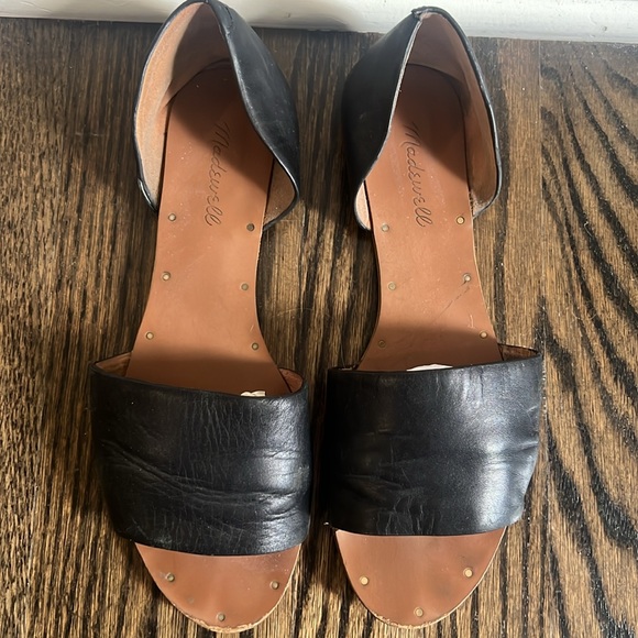 Madewell | (8) Thea D'Orsay Open Toe Flat Sandals Black Leather - Picture 2 of 8